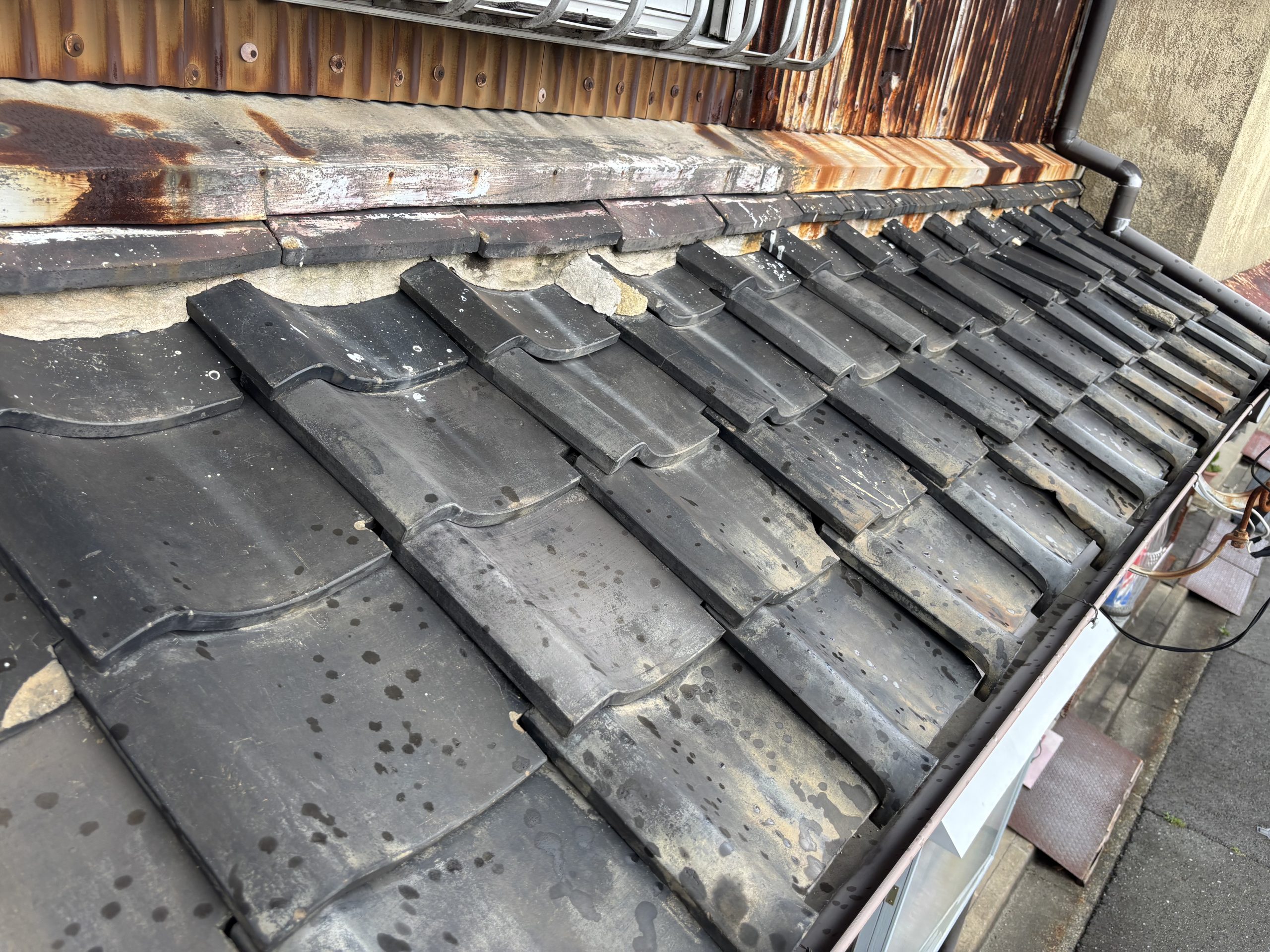 築50年以上の桑名市の和瓦屋根の全景