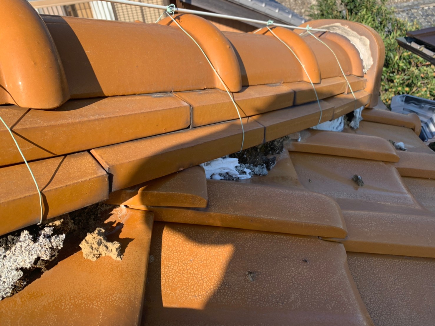 津市の屋根瓦、漆喰の劣化具合