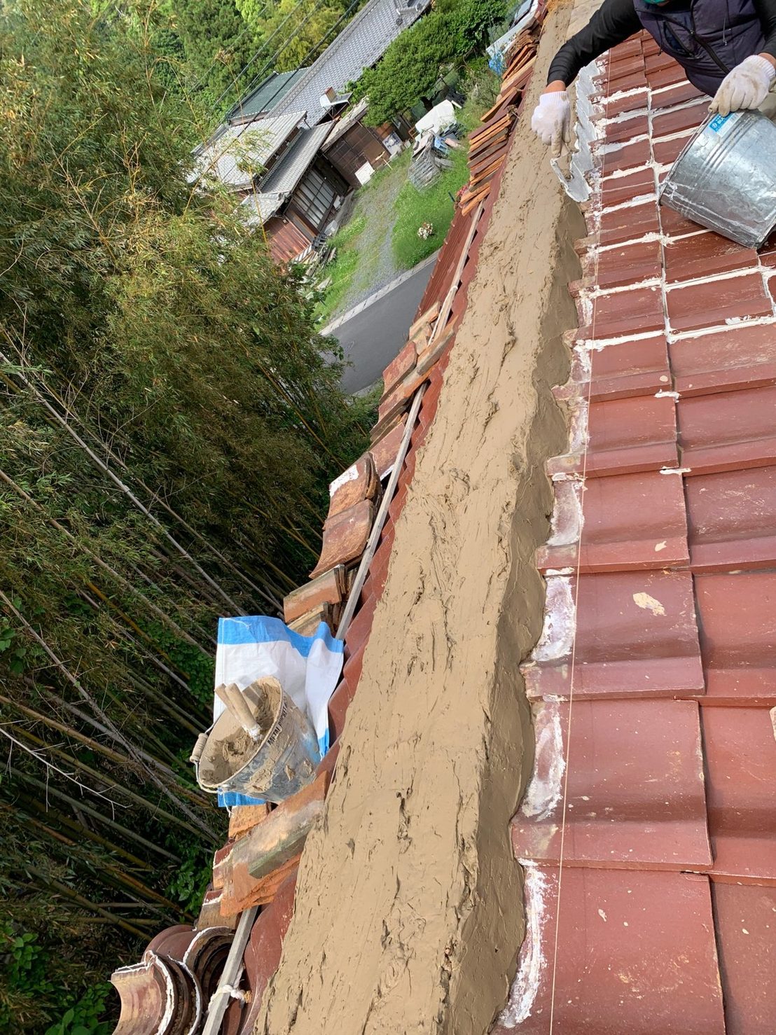 いなべ市、雨漏り、棟積み直し