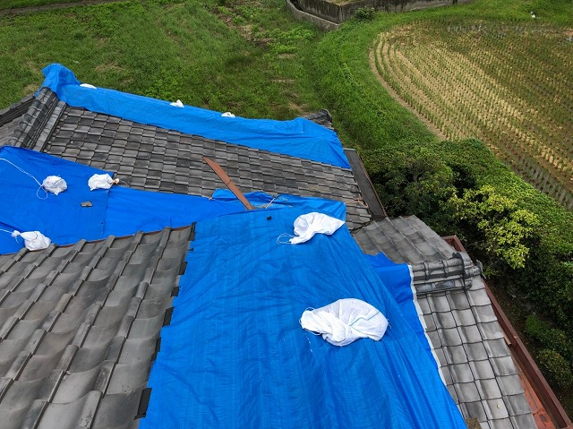 台風被害後の屋根の現場調査