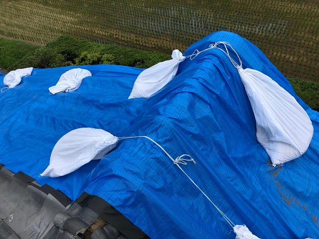 台風被害後の屋根の現場調査