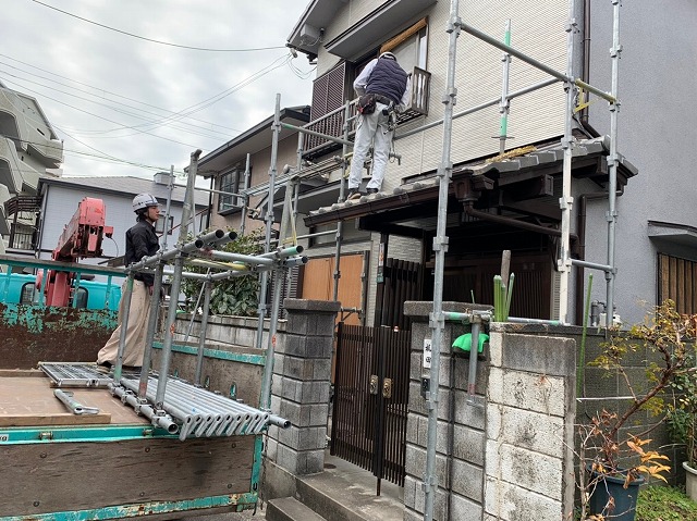 足場解体風景