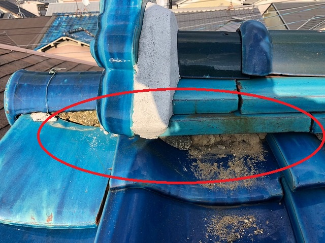 屋根漆喰の劣化