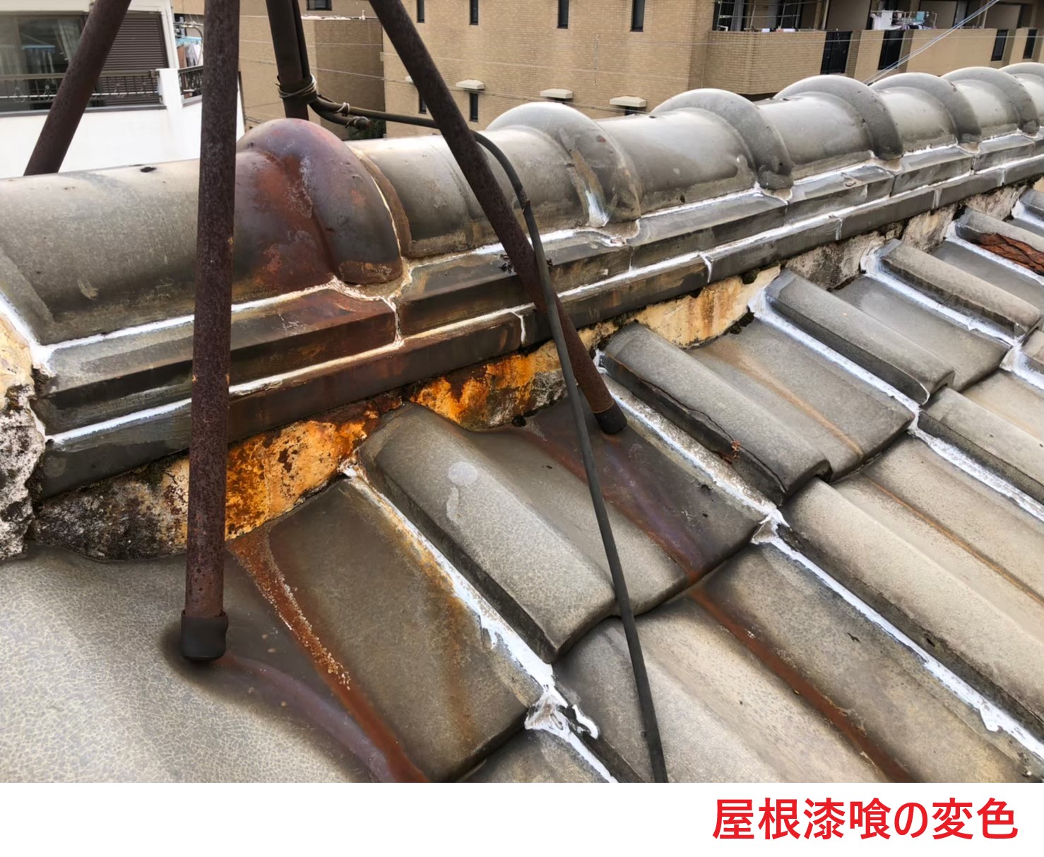 屋根漆喰の変色2