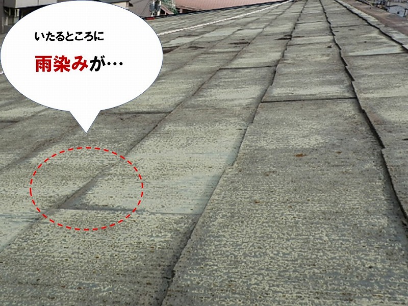 【カバー工法ご提案理由】屋根全体の雨染み