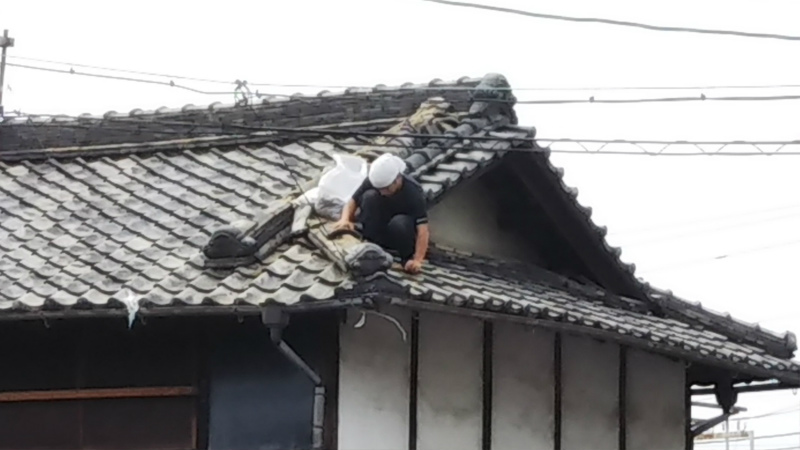 屋根ブルーシート養生３