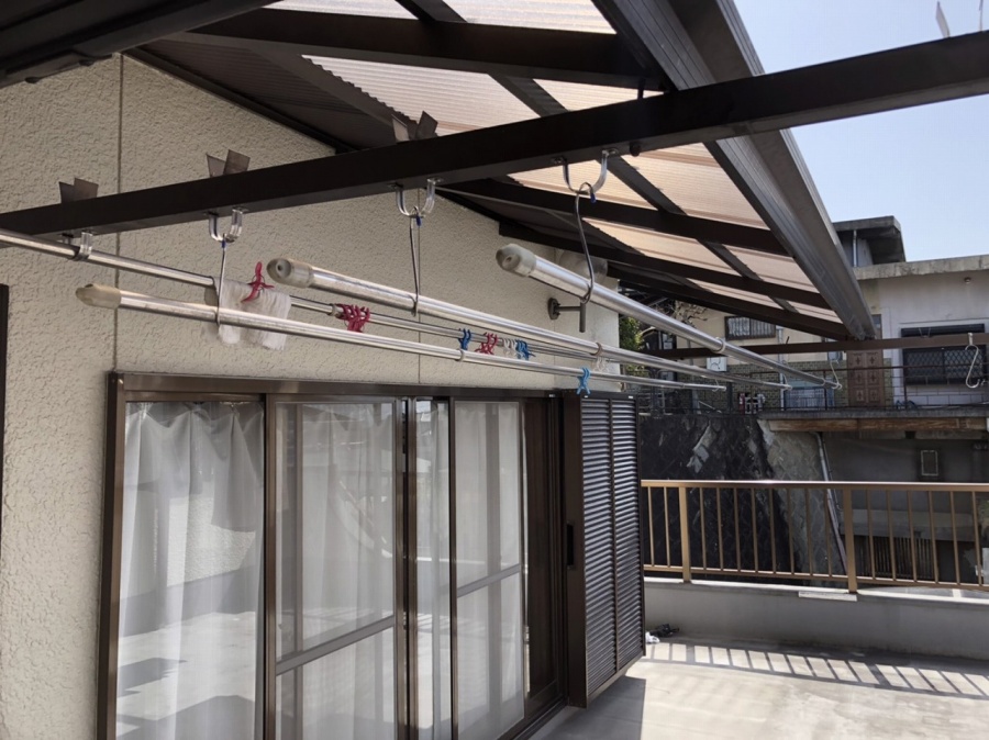 ベランダ物干し高さ調整４