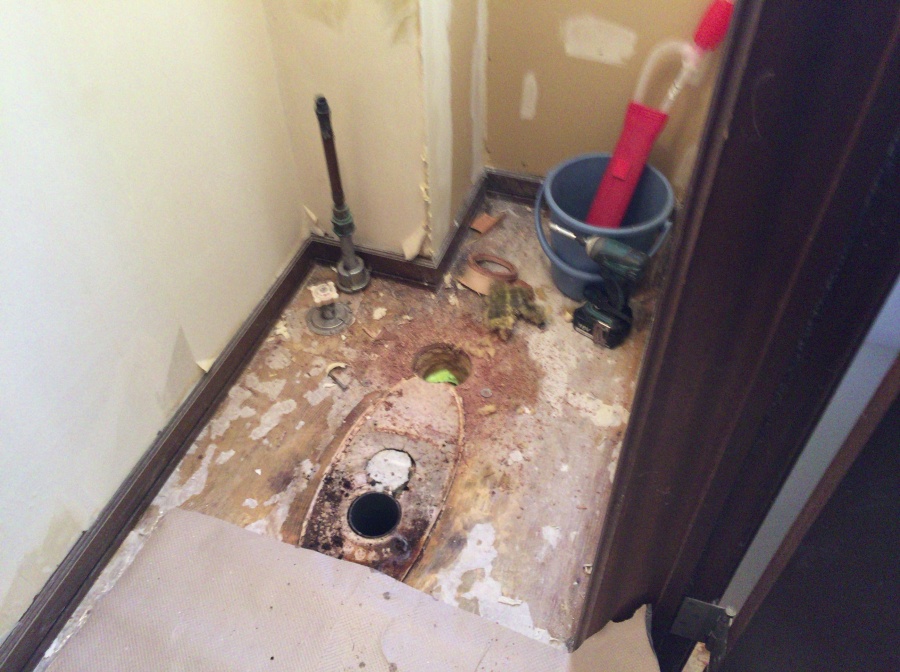 トイレ床材剥がし