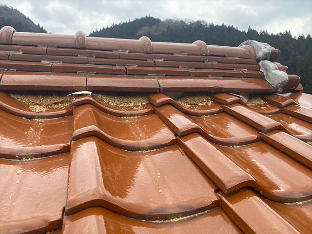 棟の漆喰の剥がれ