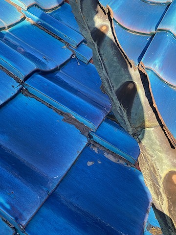 谷部　雨漏り補修跡