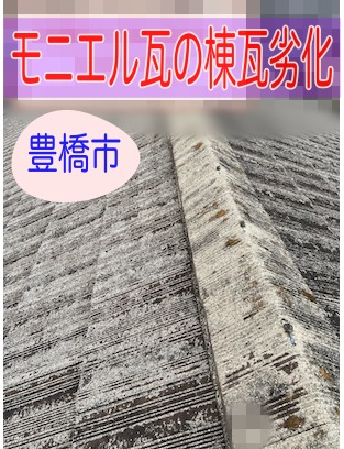 豊橋市　モニエル　棟瓦　劣化　落下 　下地　腐食