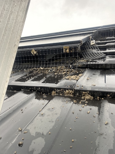 豊橋市　太陽光パネル　鳥の巣　被害　防鳥ネット　ソーラーフロンティア 鳩　糞害