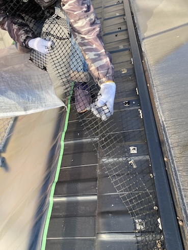 豊橋市　防鳥ネット　不具合　撤去　鳥の巣　ハト　被害　太陽光パネル