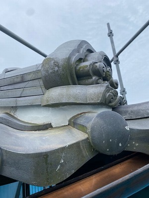 隅棟しっくい部分補修