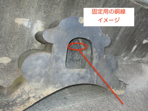 鬼瓦　固定　緊結　銅線