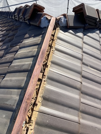 棟瓦　下地　交換　防腐処理　垂木　瓦屋根