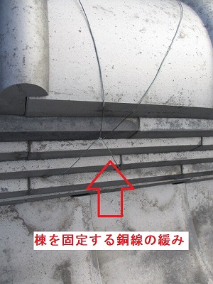 棟固定銅線ゆるみ