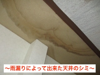 室内天井に現れた雨染み