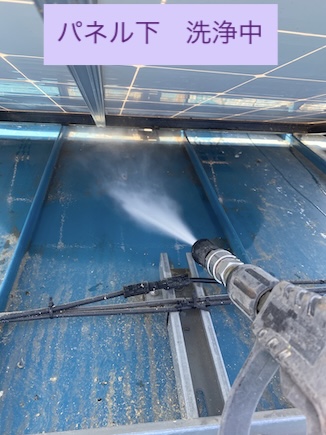 蒲郡市　太陽光パネル　鳥の巣　パネル下　清掃