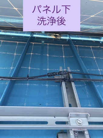 蒲郡市　太陽光パネル　鳥の巣　パネル下　清掃