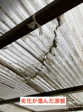 蒲郡市　ポリカ波板　ヒビ割れ　台風　雹　火災保険
