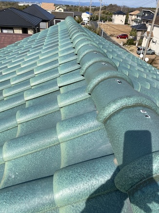 S瓦　棟瓦　換気部材　南蛮しっくい塗り　田原市