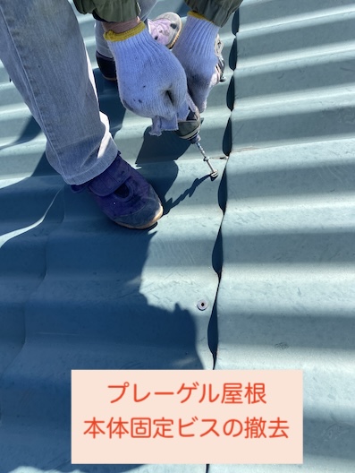 豊川市　セキスイハイム　プレーベル屋根　撤去　ビス