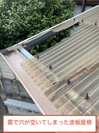蒲郡市　雹被害　波板屋根　破損　修理　火災保険