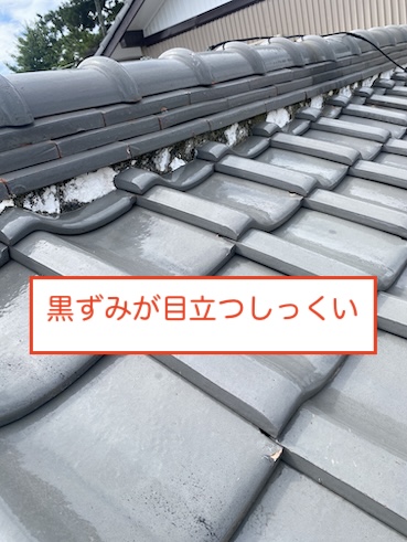岡崎市　しっくい　黒ずみ　不良　棟　瓦