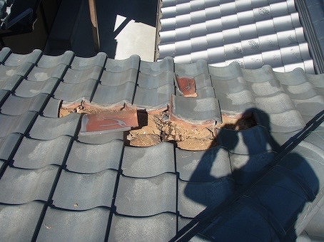 瓦の飛散が発生した現場