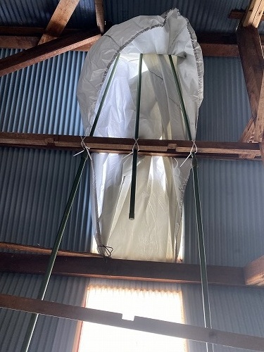 豊橋市　ポリカ　物置小屋　台風　棟板金サビ