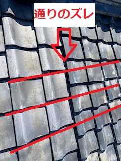 瓦の通りのズレ