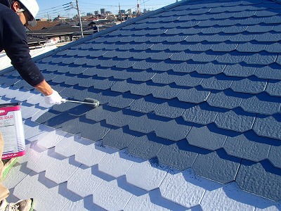 さいたま市さいたま市桜区　屋根塗装　施工中