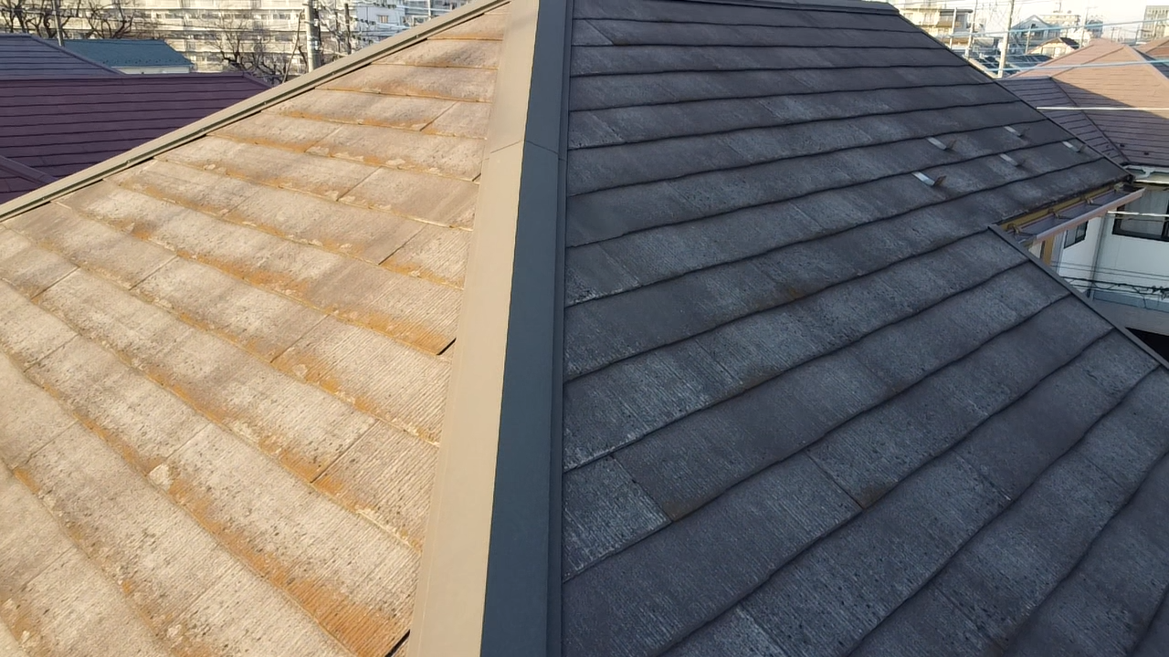 寄棟屋根の板金アップ