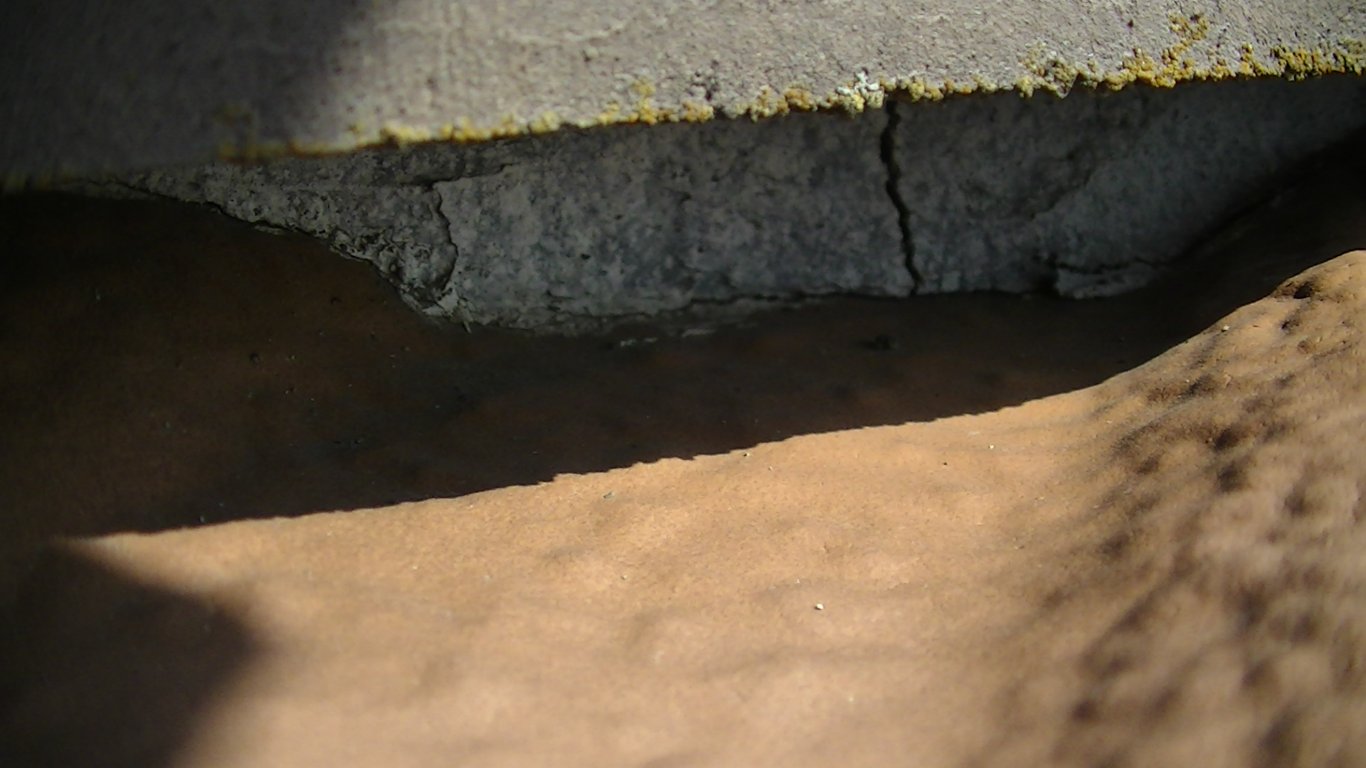 漆喰のひび割れを近接で確認