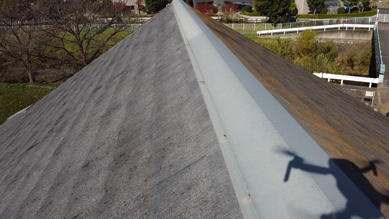 釘が劣化して錆が発生している棟板金