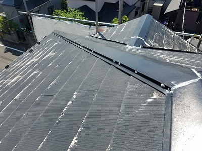 上尾市　屋根塗装前　棟板金修繕