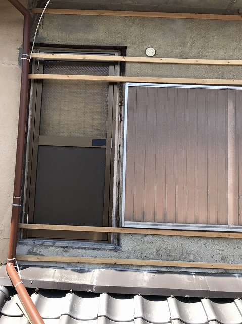 大和郡山市のモルタル外壁に胴縁設置