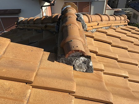 棟止り漆喰剥がれ