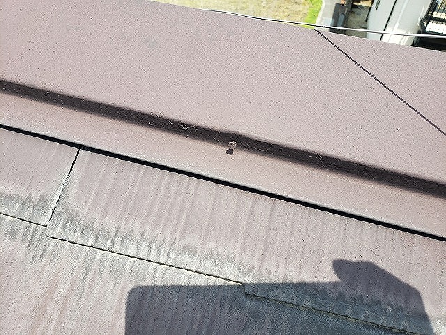 大和郡山市で棟板金の一部交換工事、浮いた釘