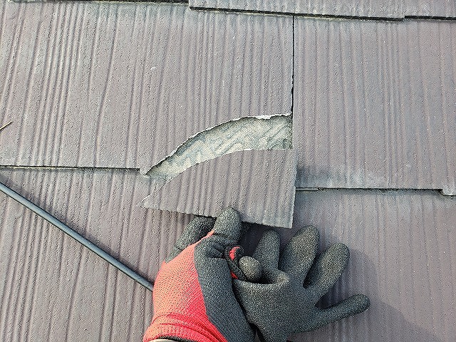 大和郡山市の割れたカラーベスト