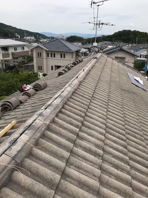桜井市　モニエル瓦屋根　桟瓦設置