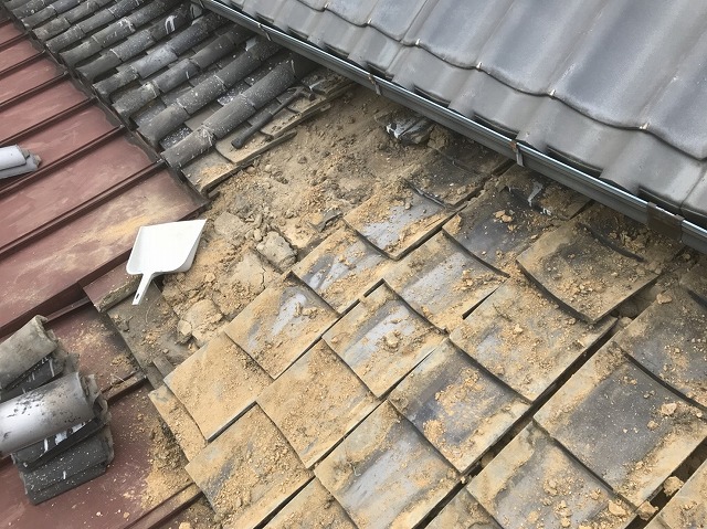 三宅町　瓦の解体　葺き替え工事