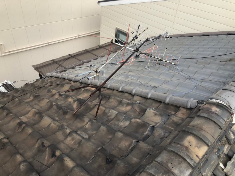 奈良市　粘土瓦　パラペット付き　屋根修理の安心無料点検