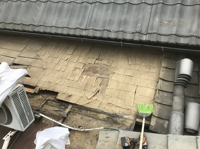 三宅町　瓦の解体　葺き替え工事