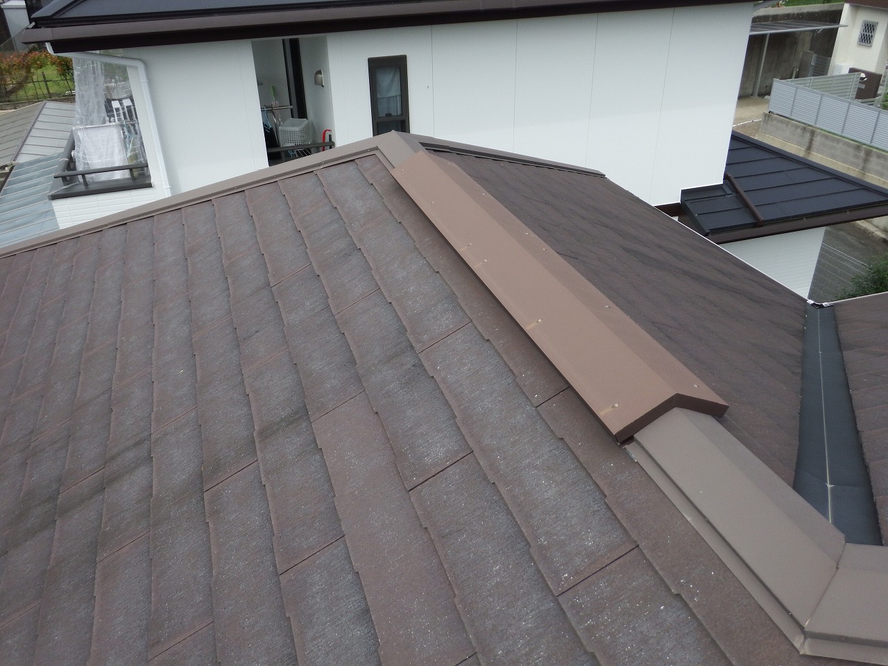 生駒市のスレート屋根の換気棟