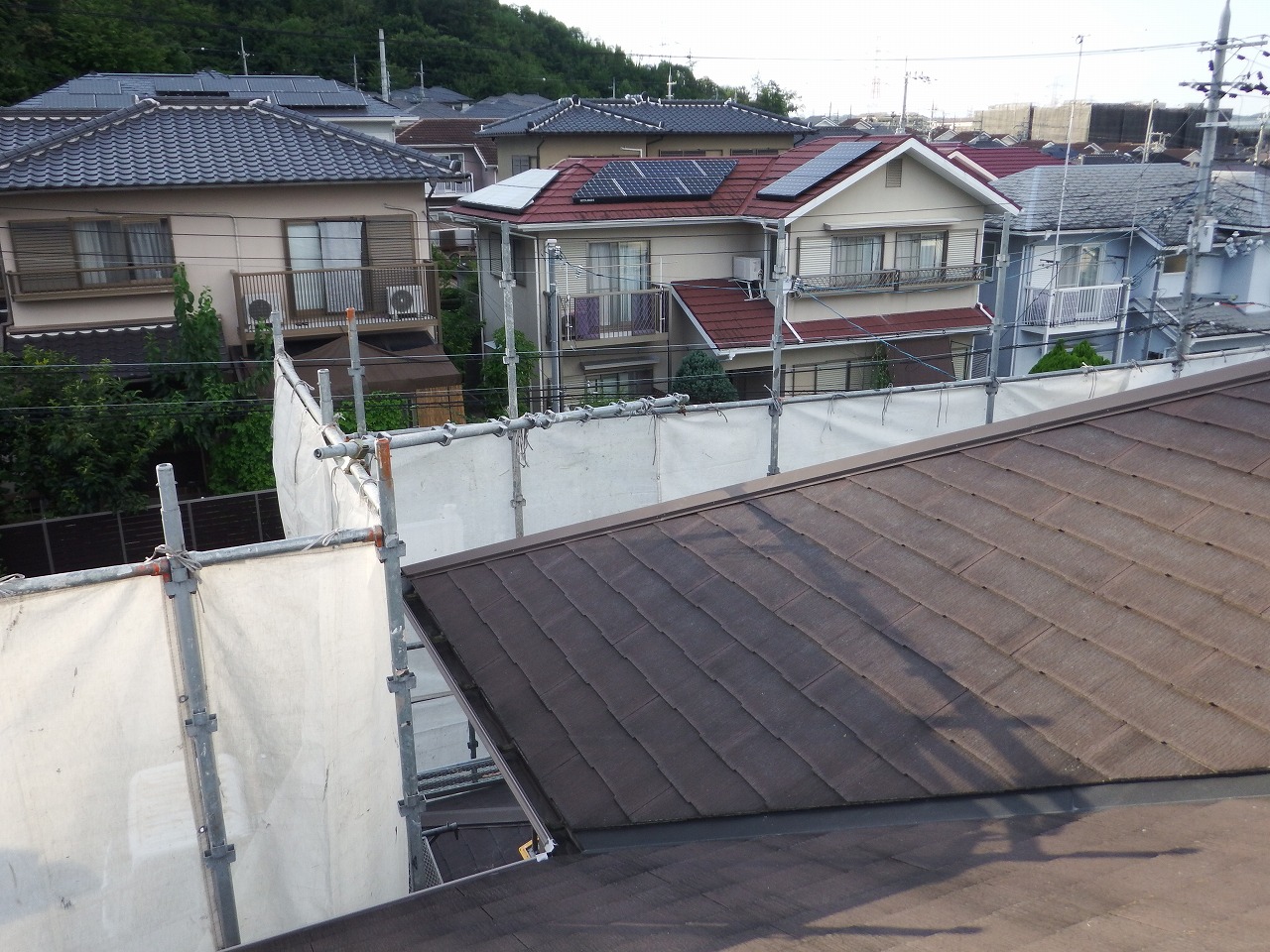 生駒市の塗装工事、防音シート設置