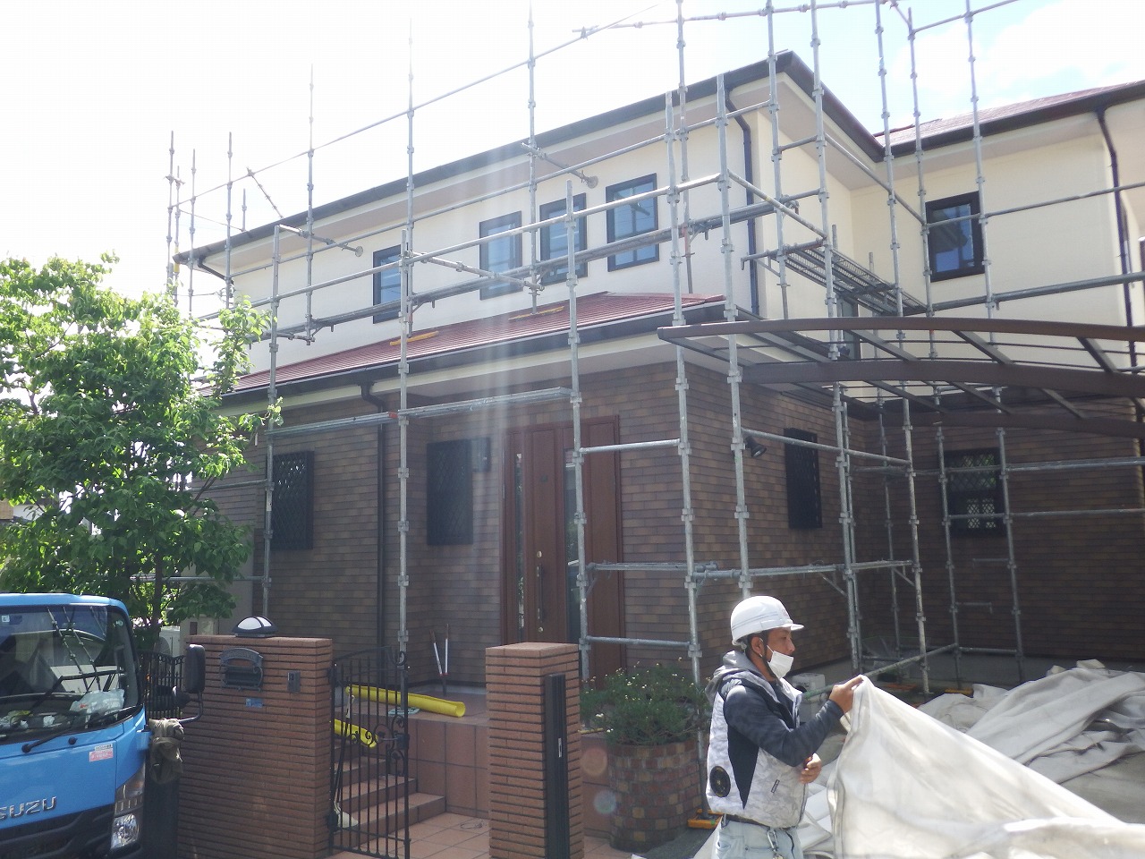 生駒市の屋根と外壁塗装工事、足場解体