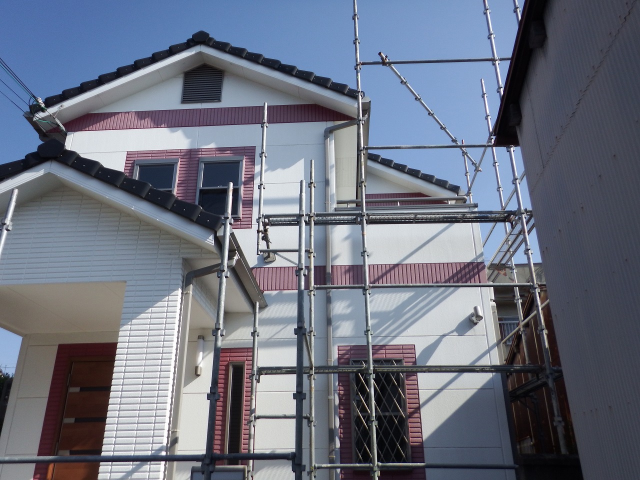 奈良市のリフォーム工事、足場設置