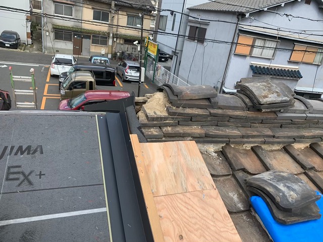 長屋取り合い部分施工